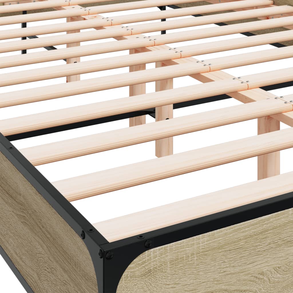Okvir za krevet boja hrasta 160x200 cm konstruiran drvo i metal