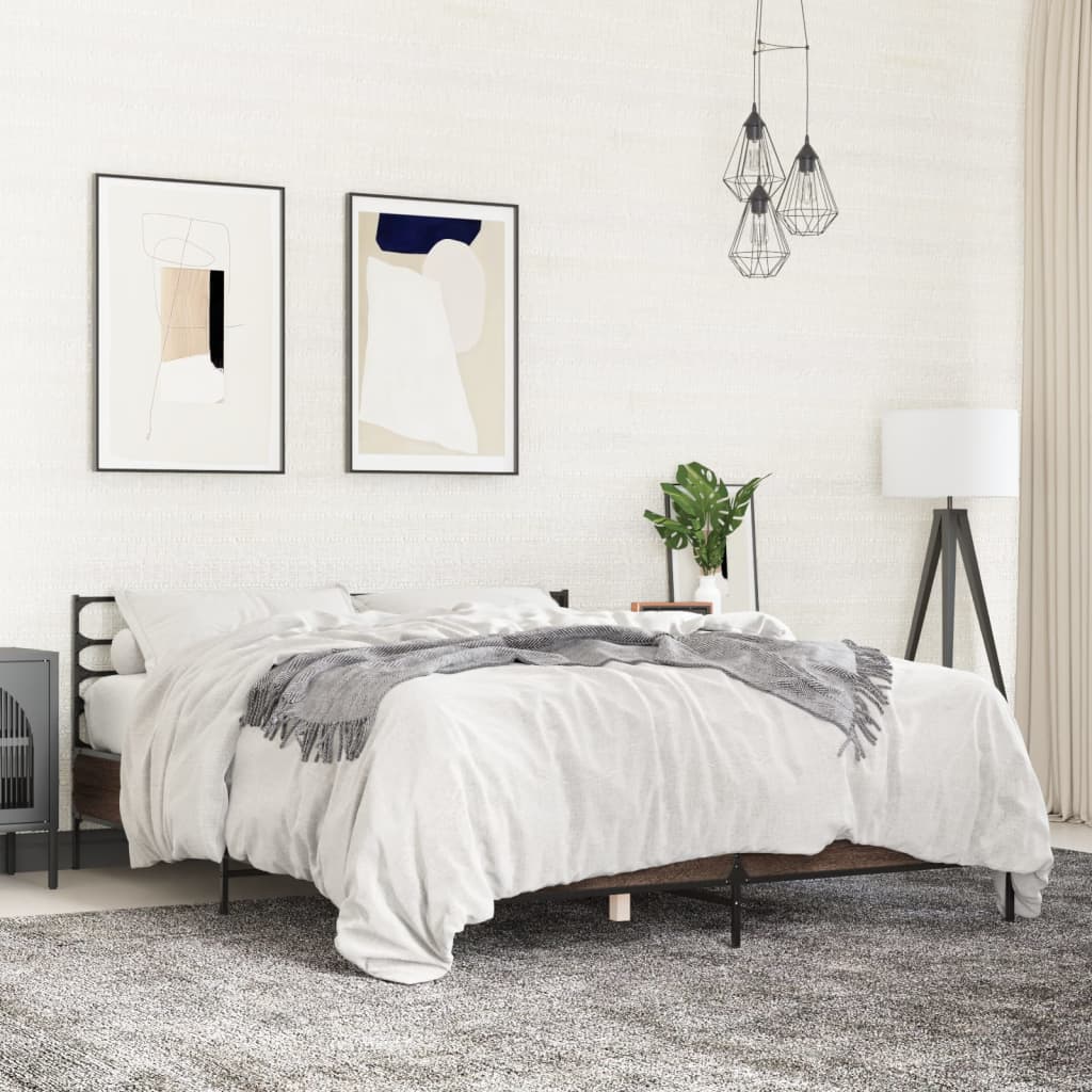Okvir kreveta boja hrasta 160x200 cm konstruirano drvo i metal
