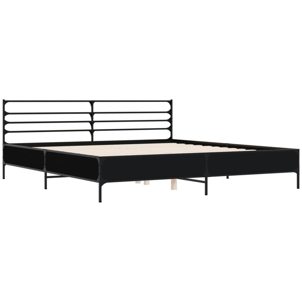 Okvir za krevet crni 180 x 200 cm konstruirano drvo i metal