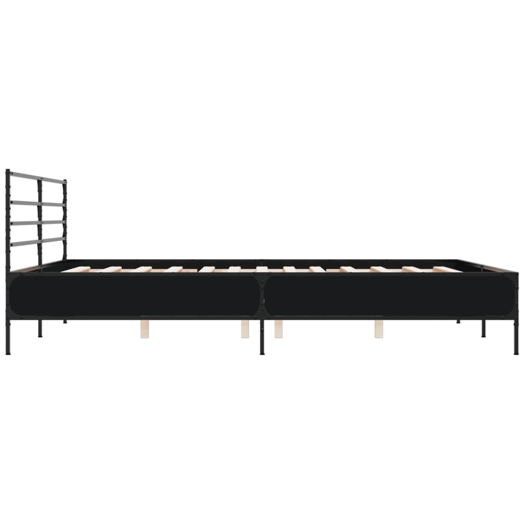 Okvir za krevet crni 180 x 200 cm konstruirano drvo i metal