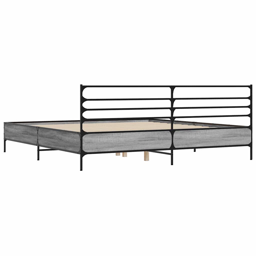 Okvir kreveta boja hrasta 180x200 cm konstruiranog drvo i metal