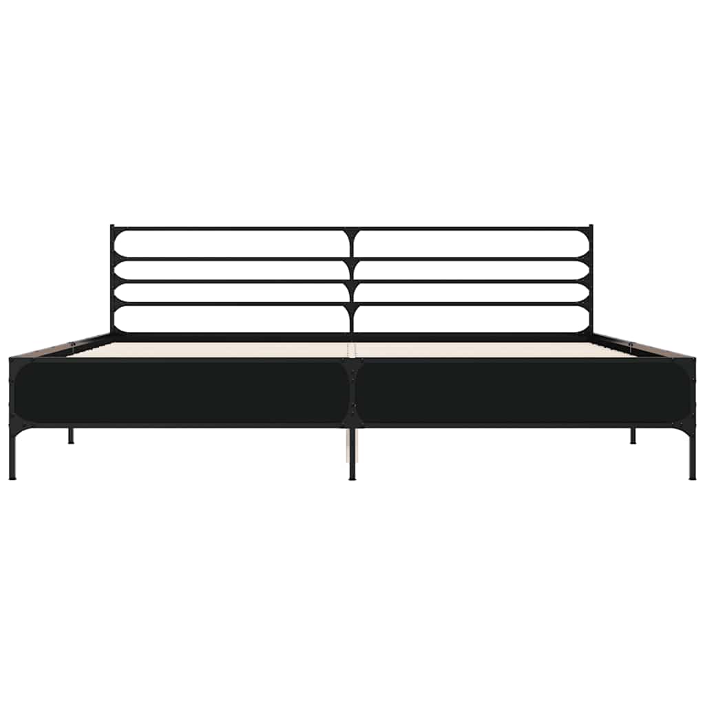 Okvir za krevet crni 200 x 200 cm konstruirano drvo i metal