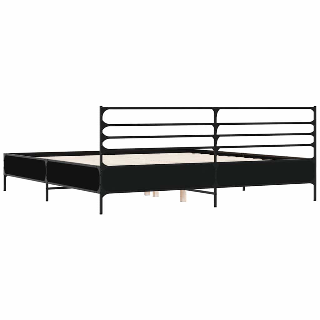 Okvir za krevet crni 200 x 200 cm konstruirano drvo i metal