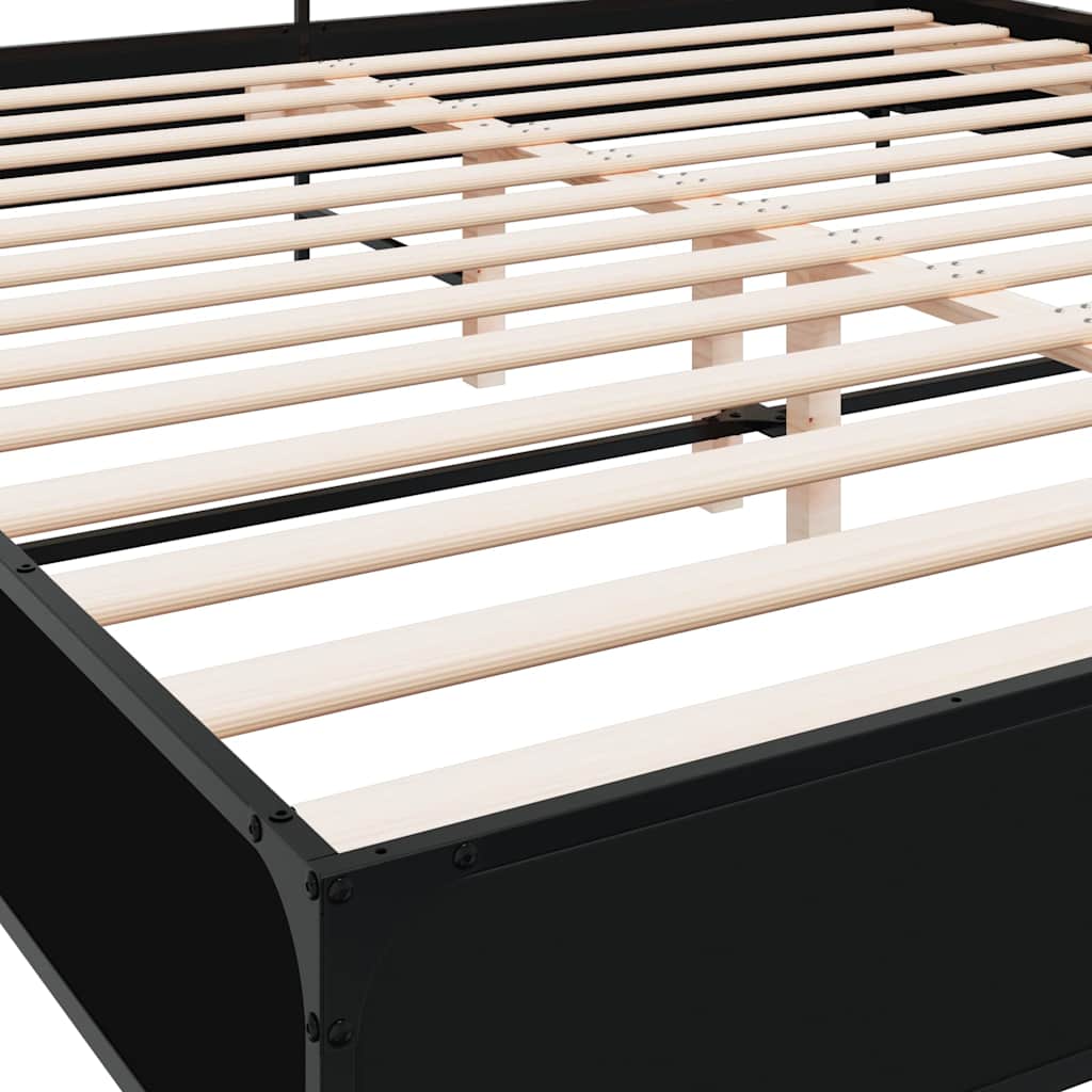 Okvir za krevet crni 200 x 200 cm konstruirano drvo i metal