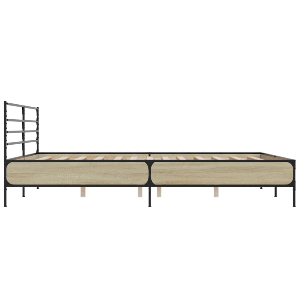 Okvir za krevet boja hrasta 200x200cm konstruirano drvo i metal