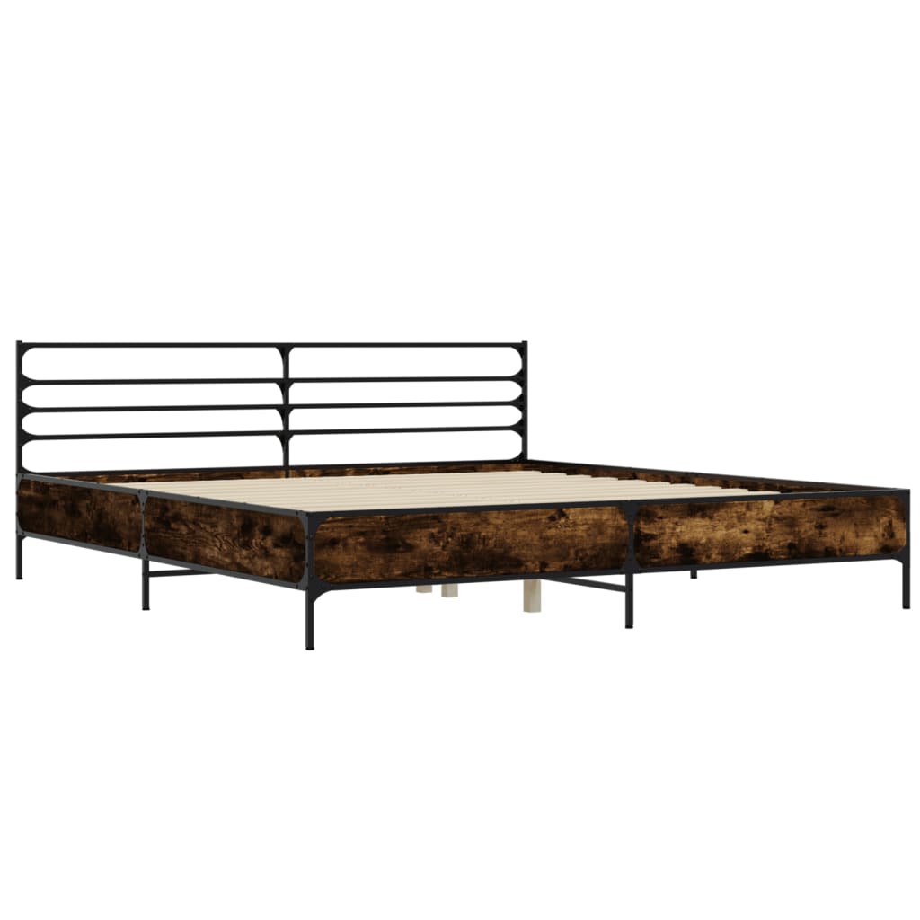 Okvir za krevet boja hrasta 200x200cm konstruirano drvo i metal