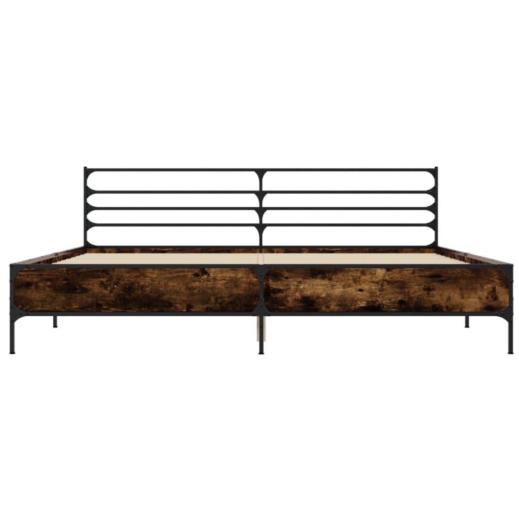 Okvir za krevet boja hrasta 200x200cm konstruirano drvo i metal
