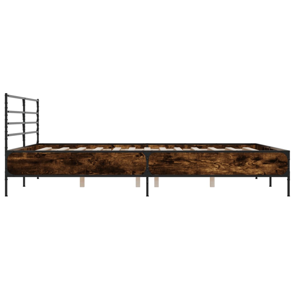 Okvir za krevet boja hrasta 200x200cm konstruirano drvo i metal
