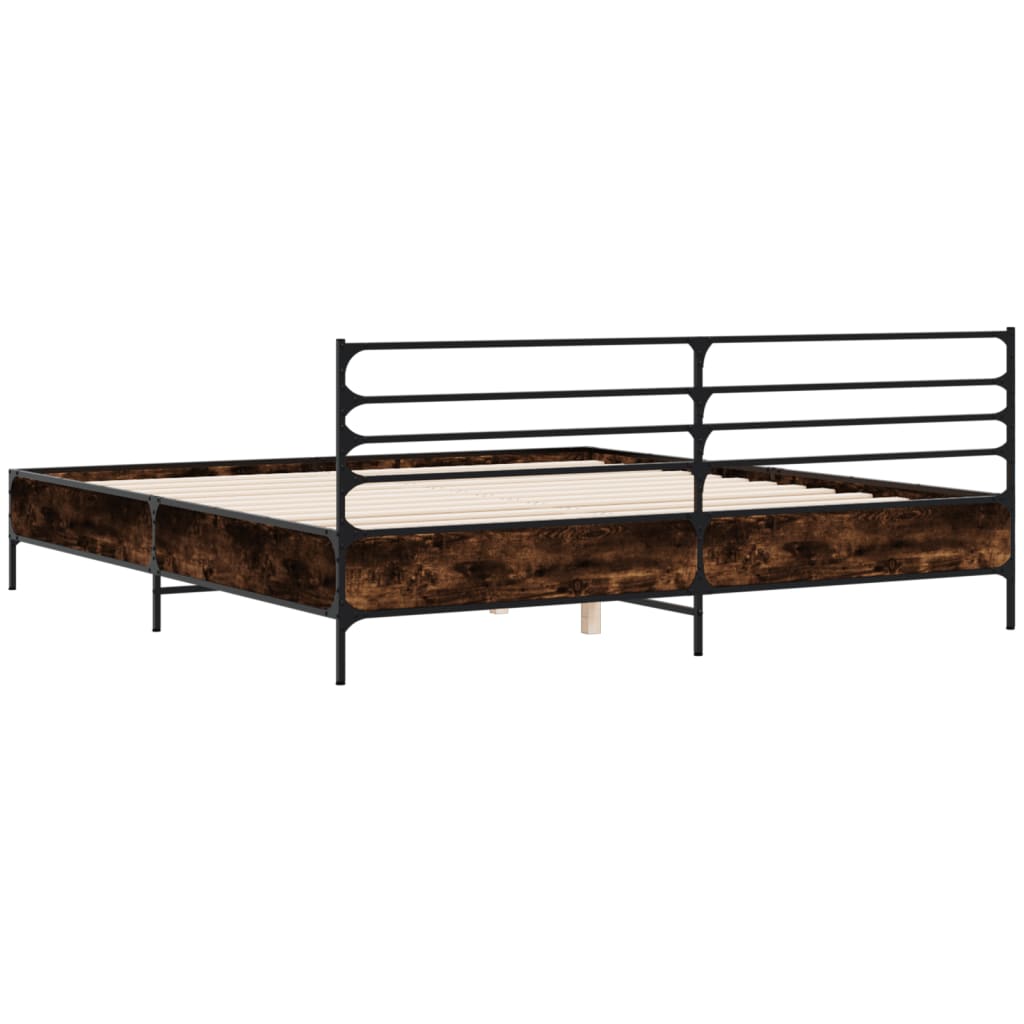 Okvir za krevet boja hrasta 200x200cm konstruirano drvo i metal