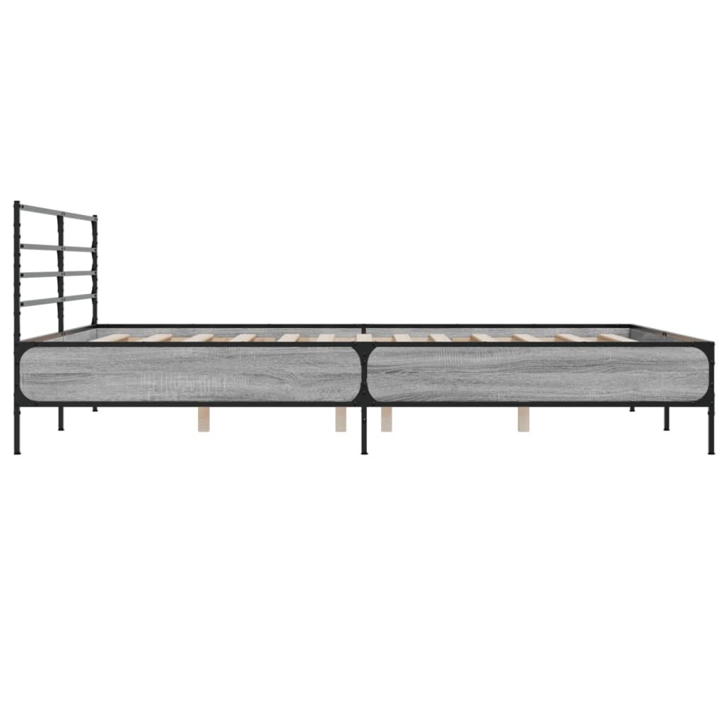 Okvir za krevet boja hrasta 200x200cm konstruirano drvo i metal