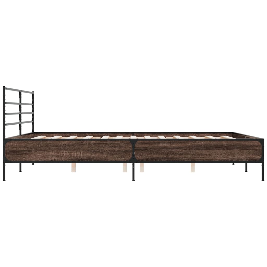 Okvir za krevet smeđi hrast 200x200cm konstruirano drvo i metal