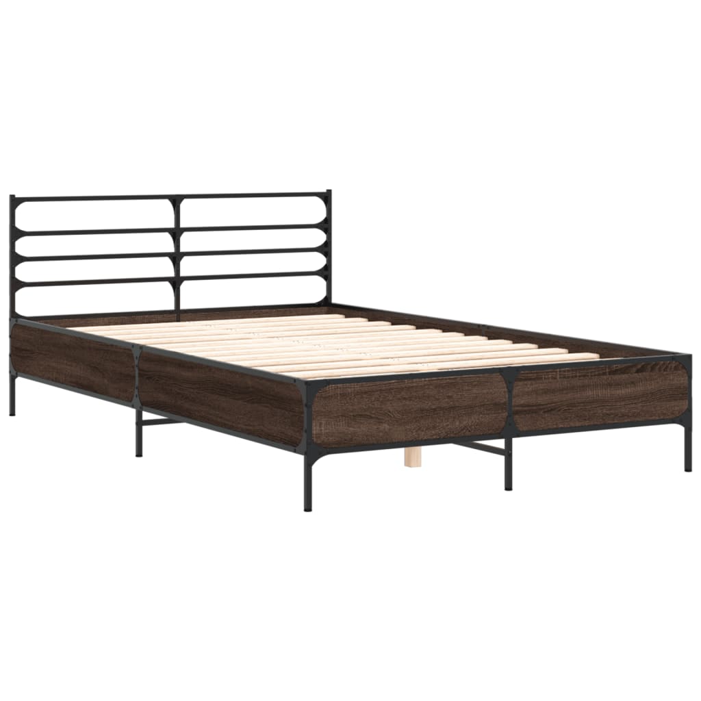 Okvir za krevet smeđi hrast 120x190cm konstruirano drvo i metal