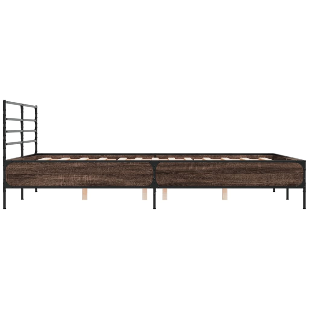 Okvir za krevet smeđi hrast 120x190cm konstruirano drvo i metal