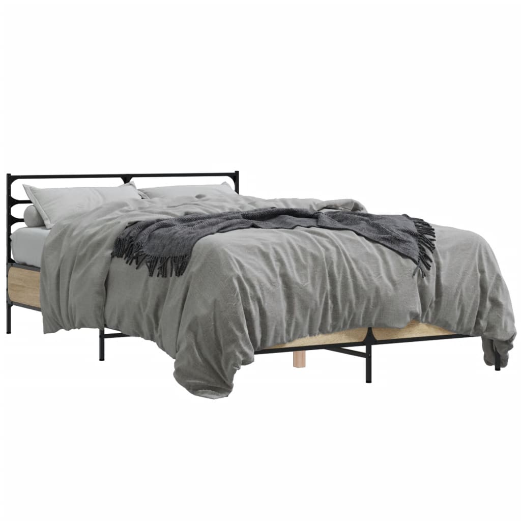Okvir za krevet boja hrasta 135x190cm konstruirano drvo i metal