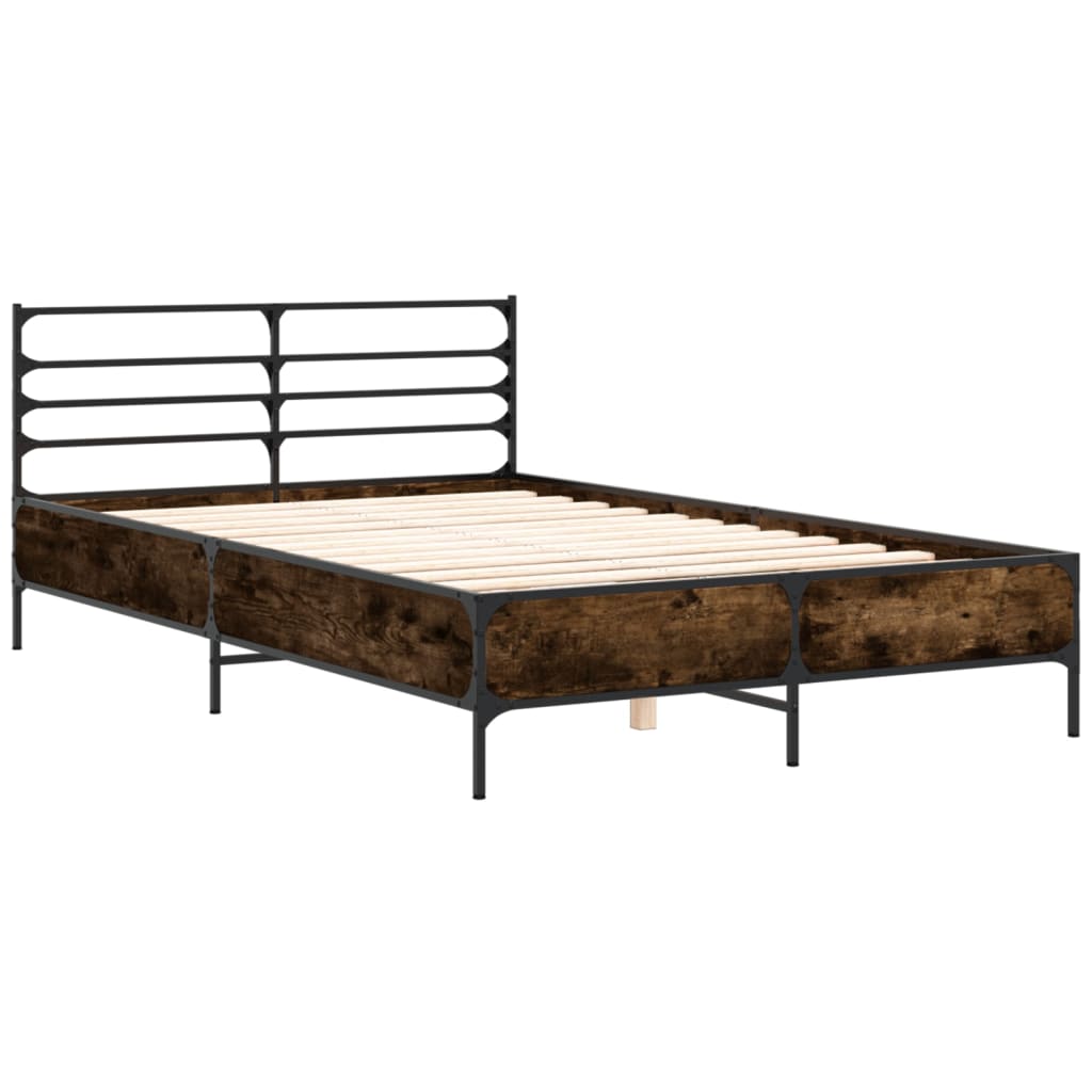 Okvir za krevet boja hrasta 135x190cm konstruirano drvo i metal
