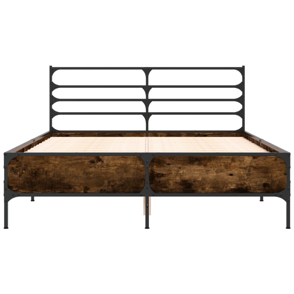 Okvir za krevet boja hrasta 135x190cm konstruirano drvo i metal