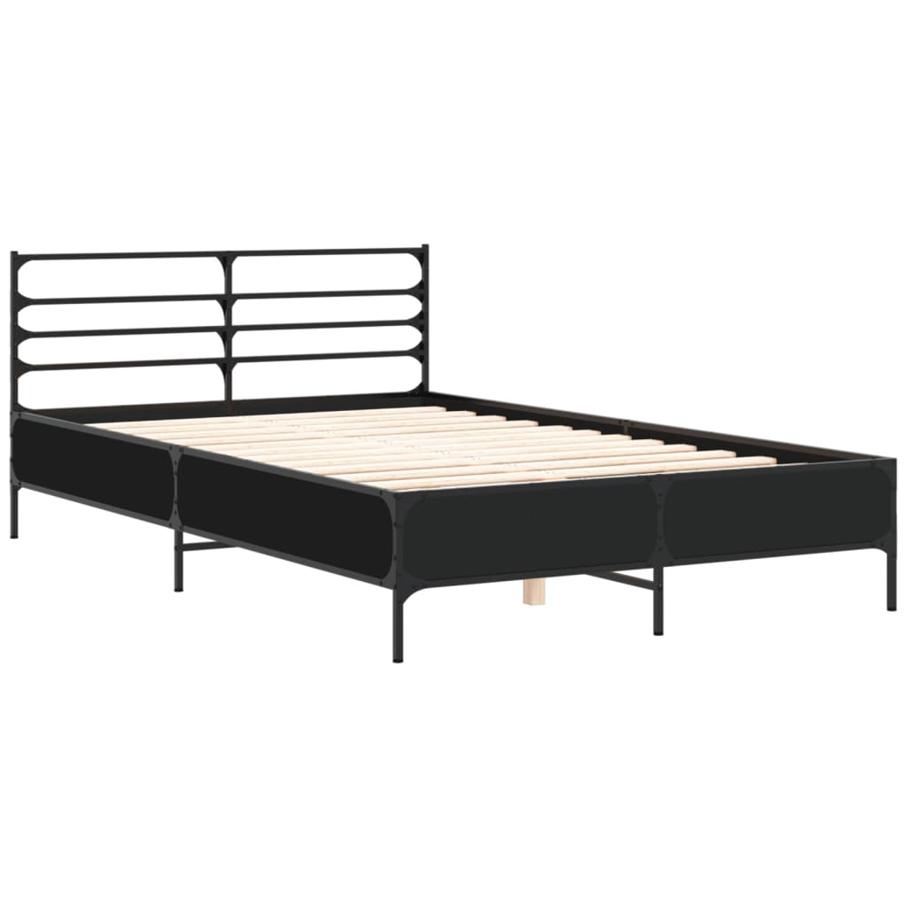 Okvir za krevet crni 140x190 cm konstruirano drvo i metal