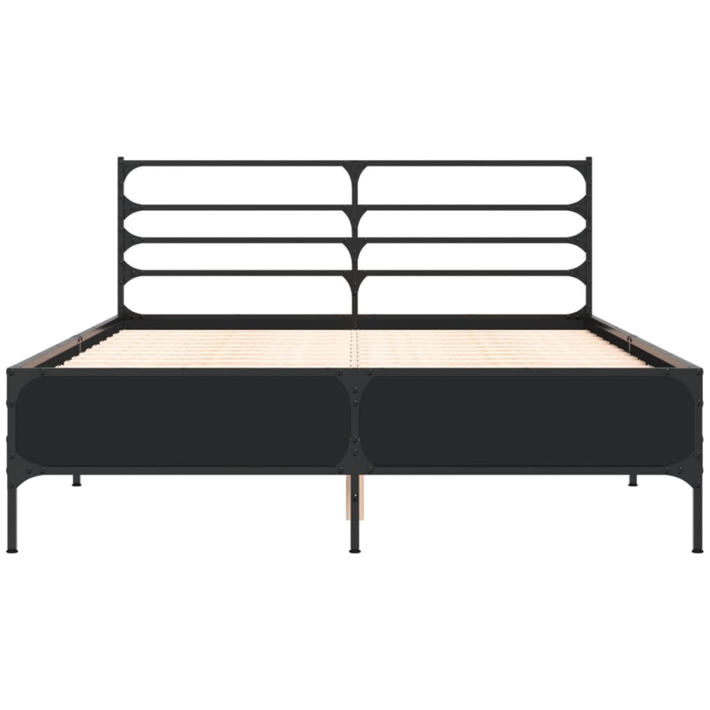 Okvir za krevet crni 140x190 cm konstruirano drvo i metal