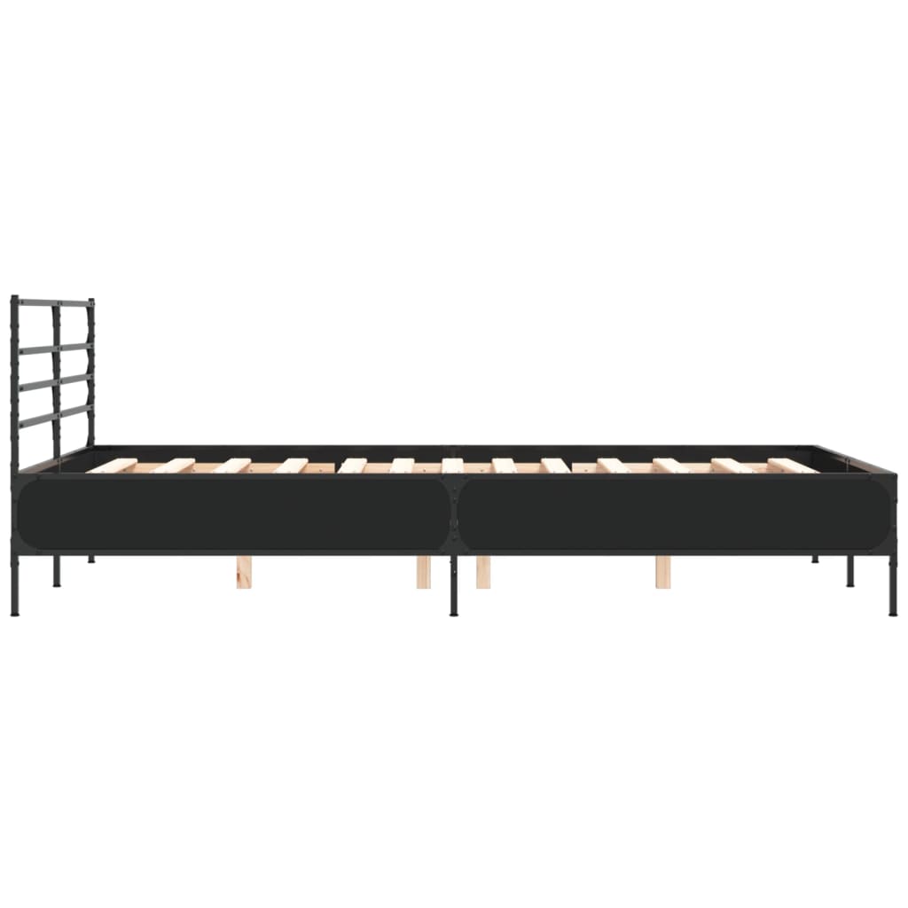 Okvir za krevet crni 140x190 cm konstruirano drvo i metal