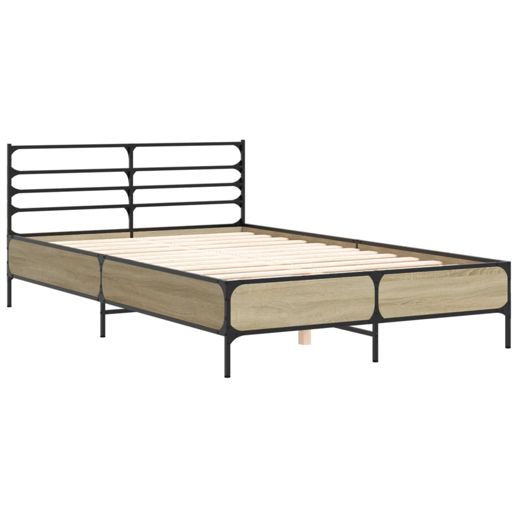 Okvir za krevet boja hrasta 140x190cm konstruirano drvo i metal