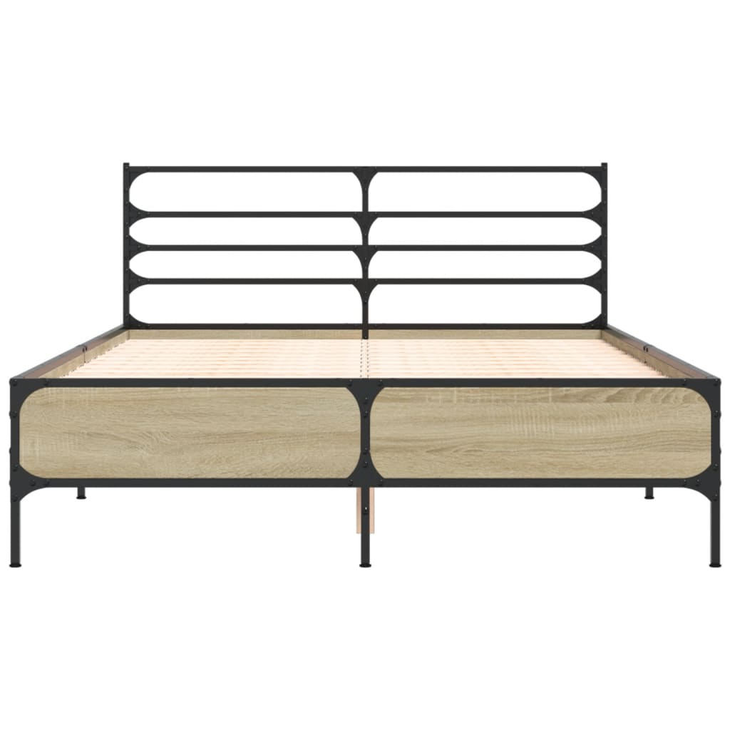 Okvir za krevet boja hrasta 140x190cm konstruirano drvo i metal