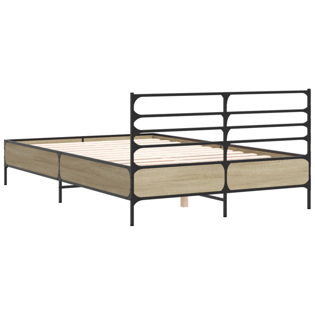 Okvir za krevet boja hrasta 140x190cm konstruirano drvo i metal