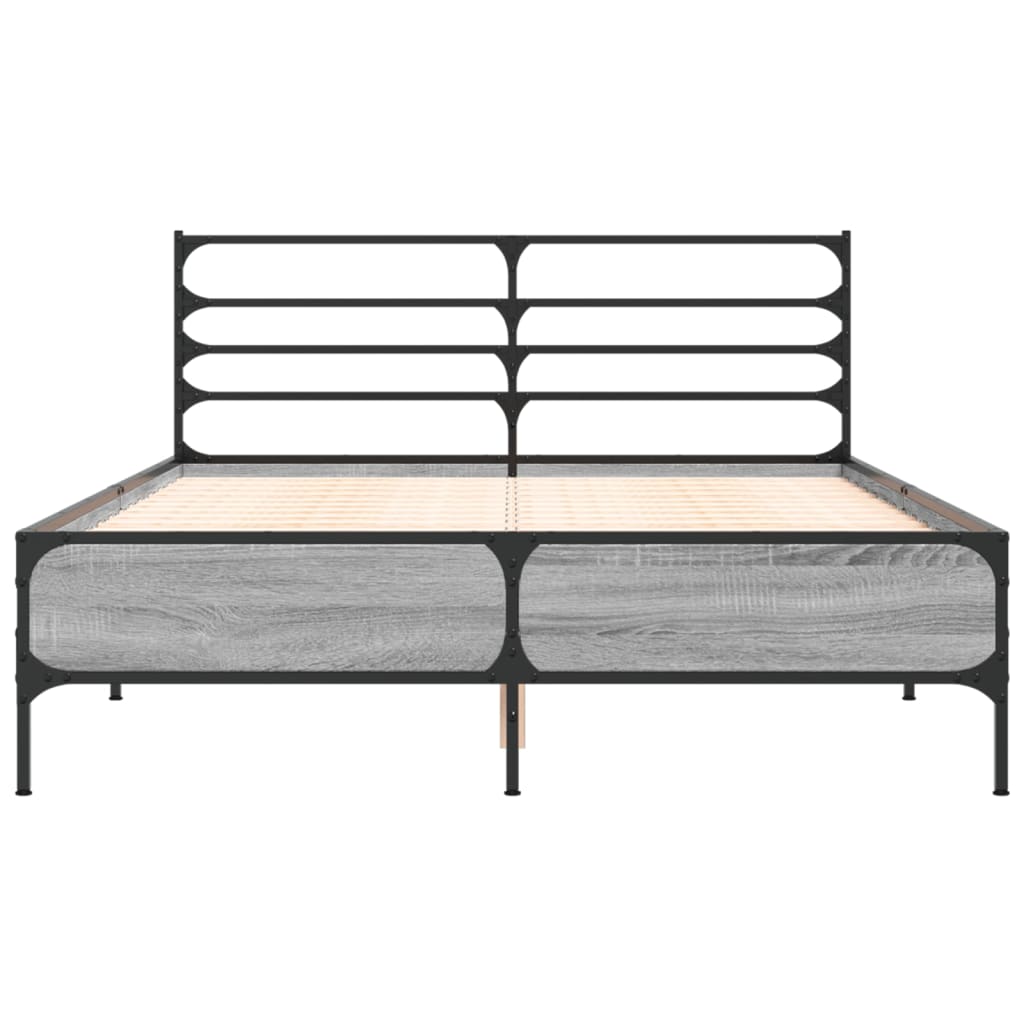 Okvir za krevet boja hrasta 140x190cm konstruirano drvo i metal
