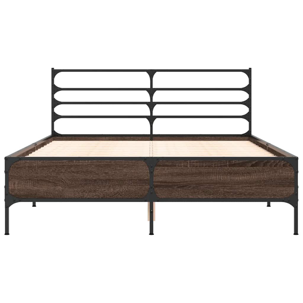 Okvir za krevet smeđi hrast 140x190cm konstruirano drvo i metal