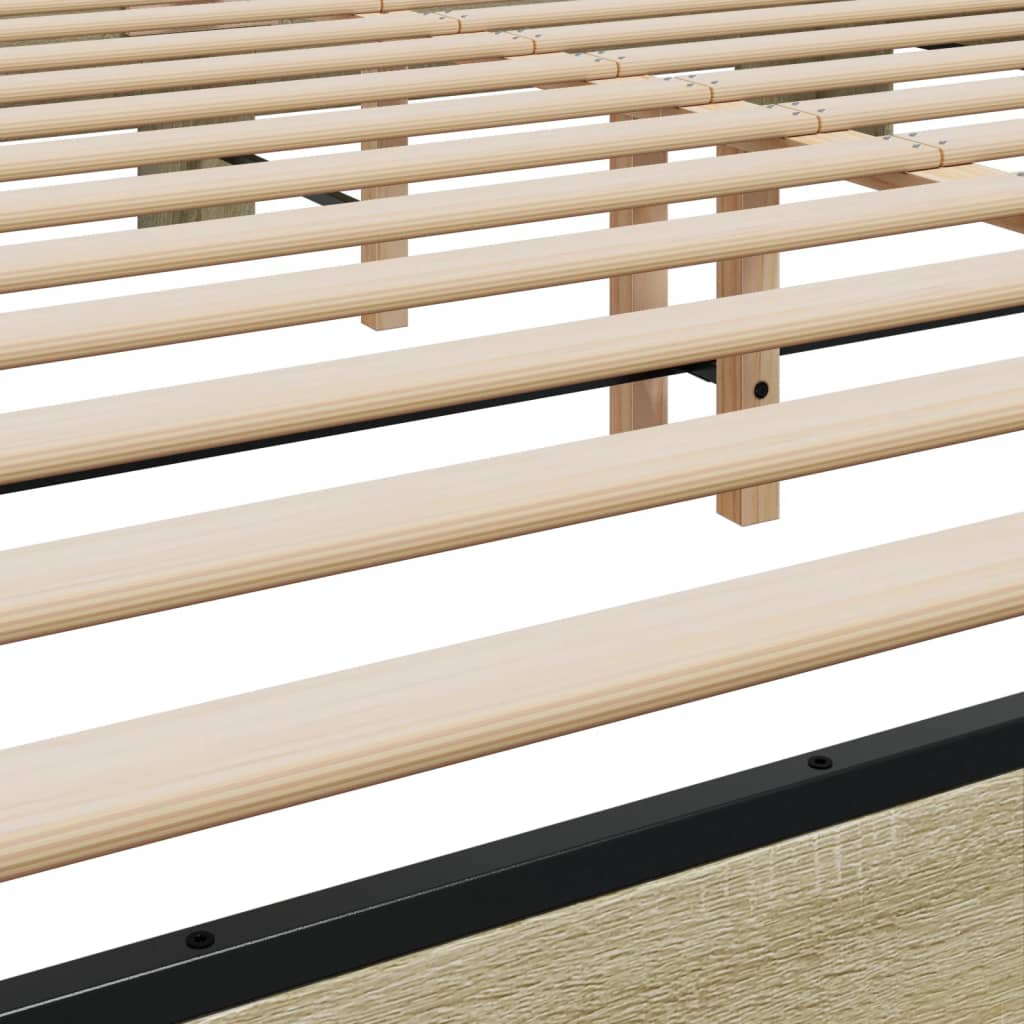 Okvir za krevet boja hrasta 200x200cm konstruirano drvo i metal