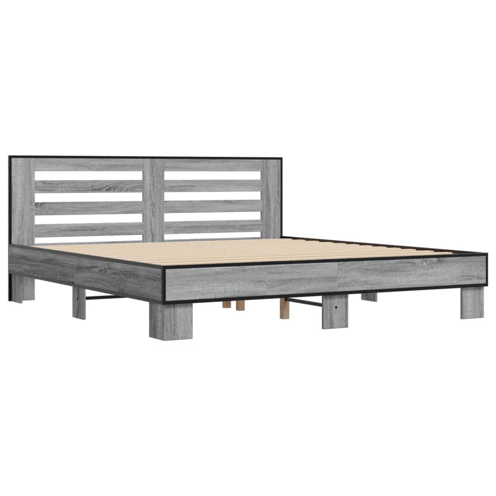 Okvir za krevet boja hrasta 200x200cm konstruirano drvo i metal