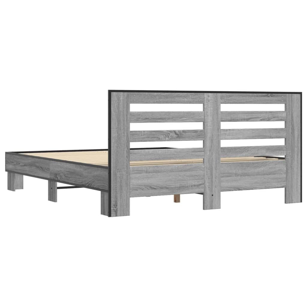 Okvir za krevet boja hrasta 150x200cm konstruirano drvo i metal
