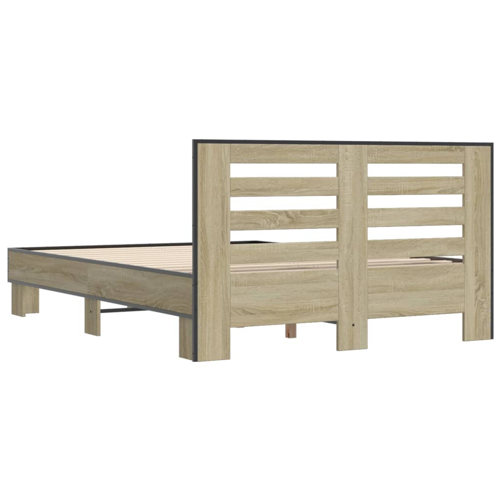 Okvir za krevet boja hrasta 140x200cm konstruirano drvo i metal