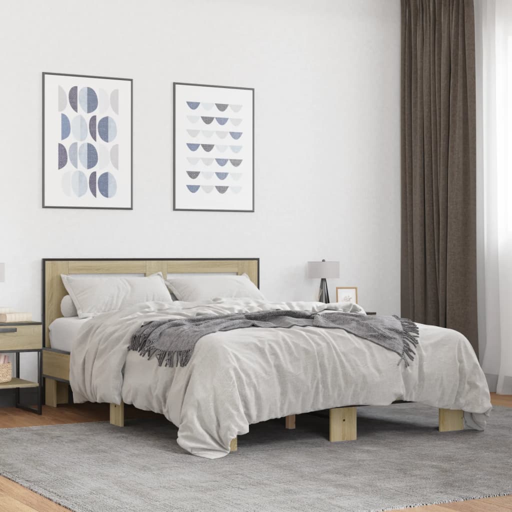Okvir kreveta boja hrasta 120x200 cm konstruirano drvo i metal