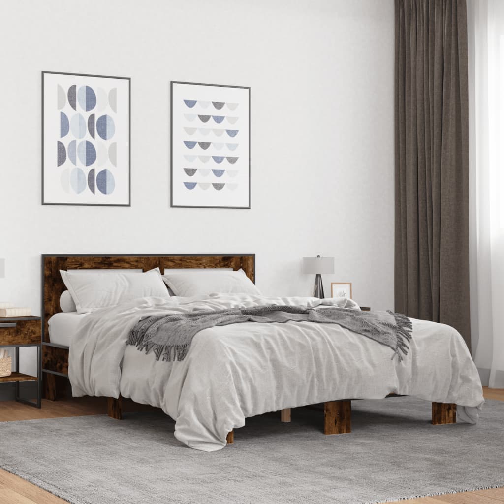 Okvir kreveta boja hrasta 120x200 cm konstruirano drvo i metal