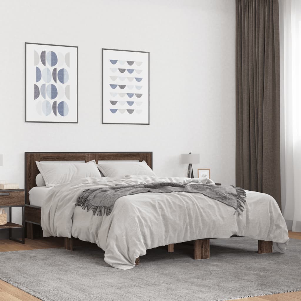 Okvir kreveta boja hrasta 120x200 cm konstruirano drvo i metal