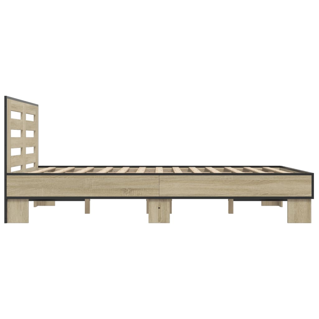 Okvir za krevet boja hrasta 140x190cm konstruirano drvo i metal