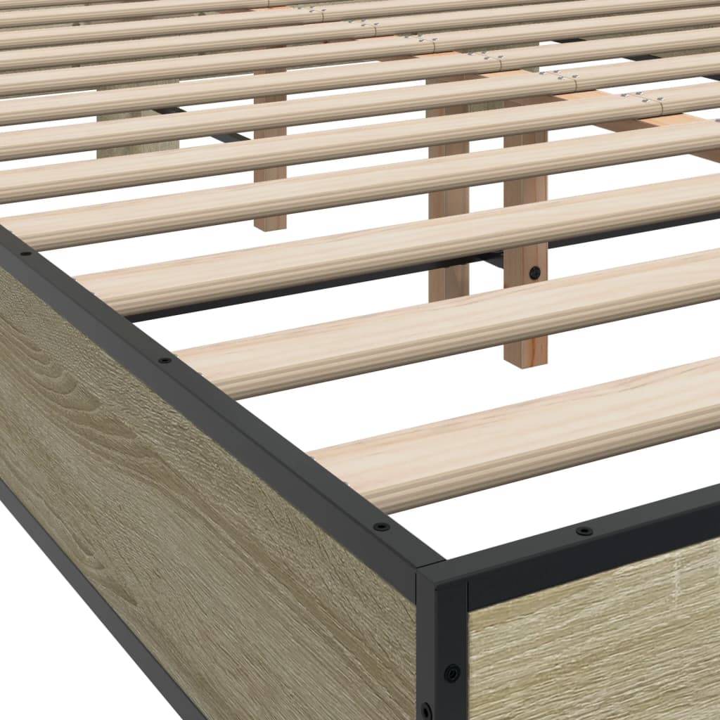 Okvir za krevet boja hrasta 140x190cm konstruirano drvo i metal
