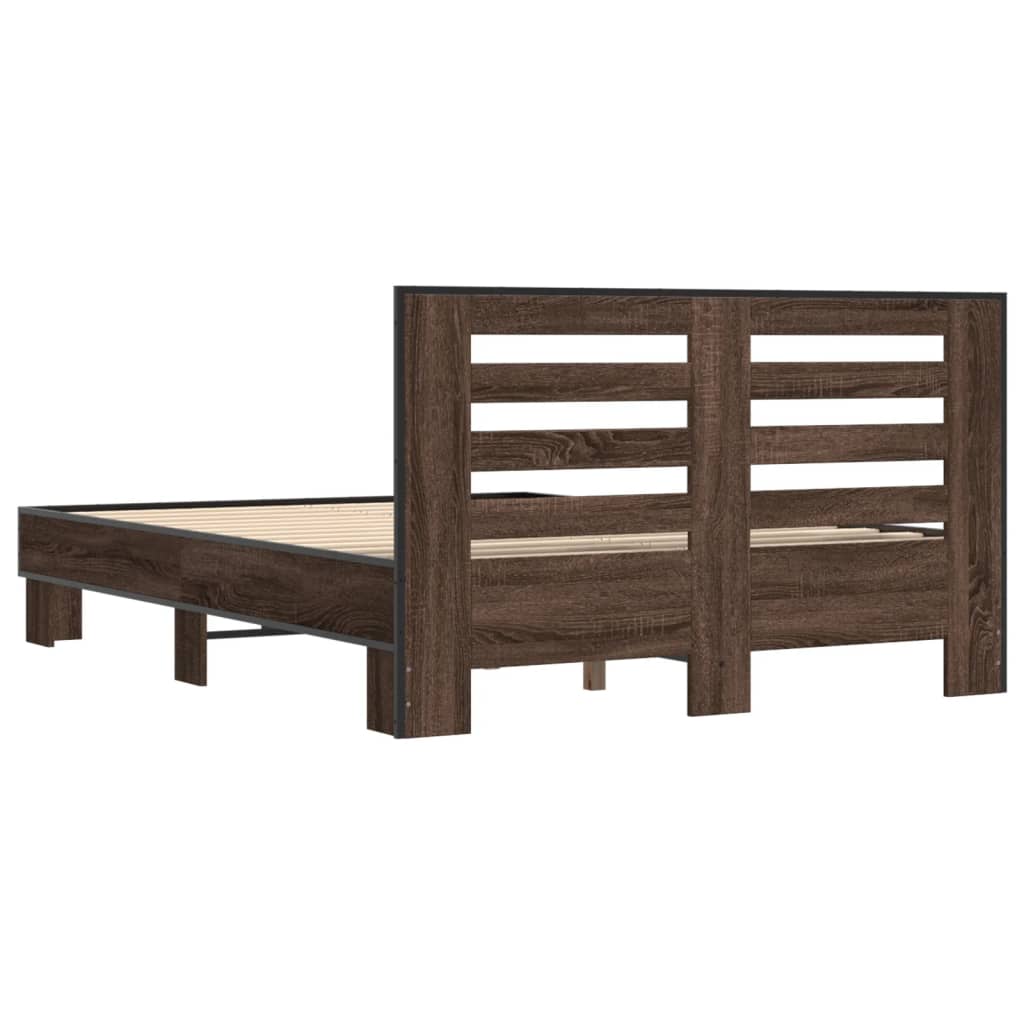 Okvir za krevet smeđi hrast 140x190cm konstruirano drvo i metal