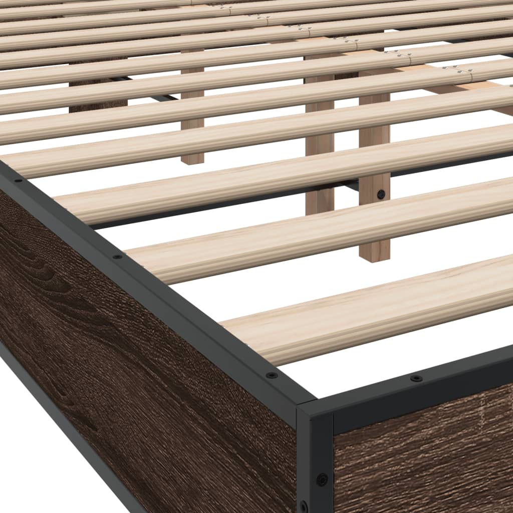 Okvir za krevet smeđi hrast 140x190cm konstruirano drvo i metal