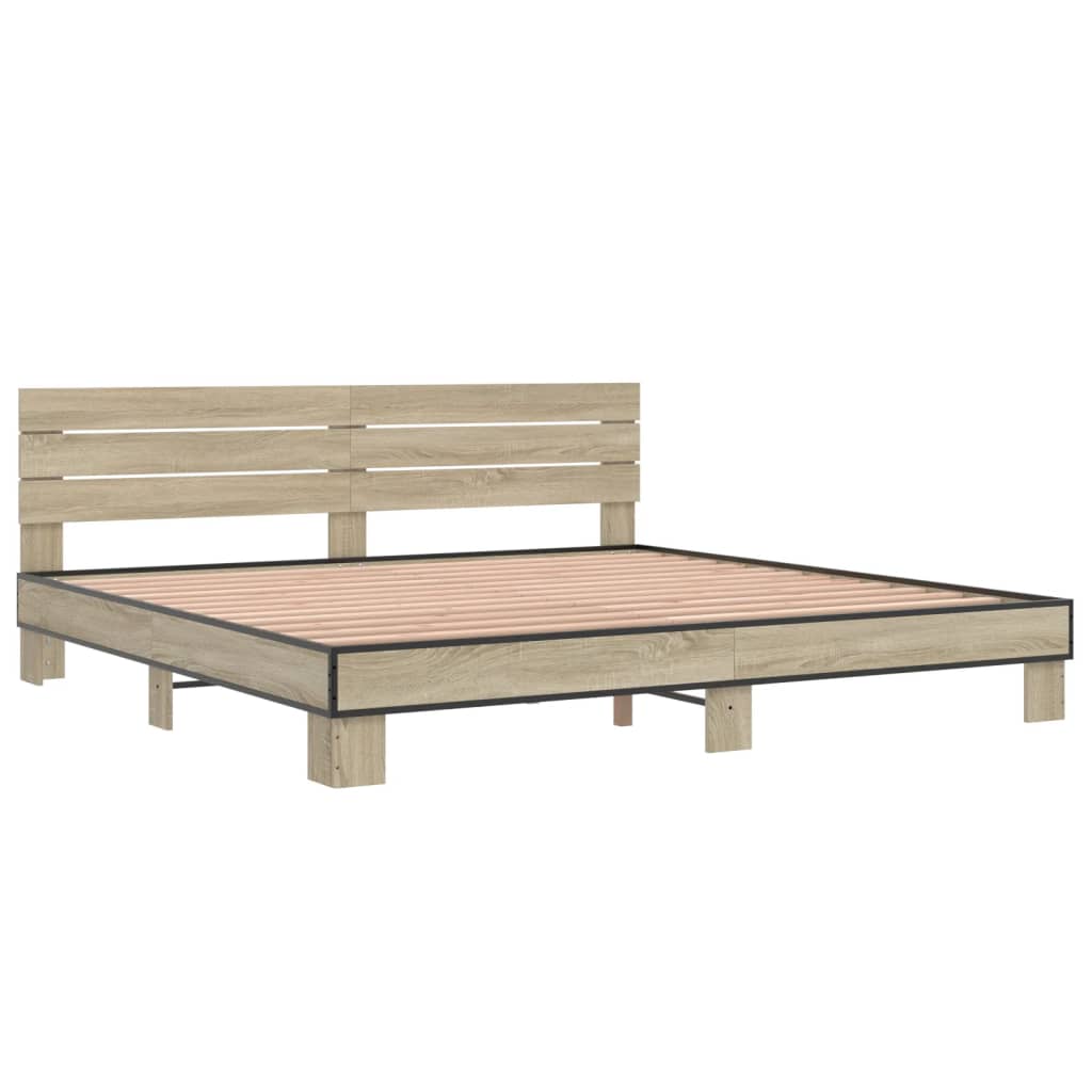 Okvir za krevet boja hrasta 200x200cm konstruirano drvo i metal