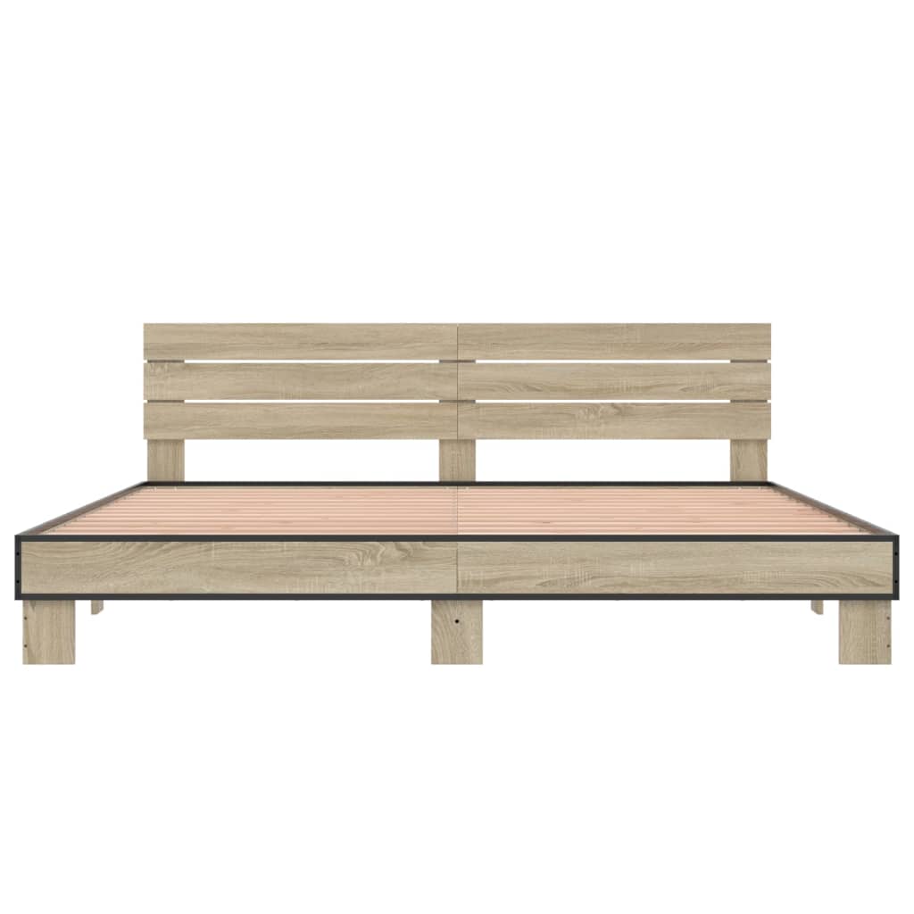Okvir za krevet boja hrasta 200x200cm konstruirano drvo i metal
