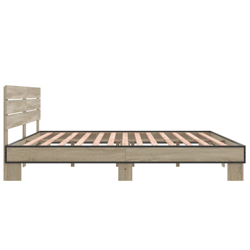 Okvir za krevet boja hrasta 200x200cm konstruirano drvo i metal
