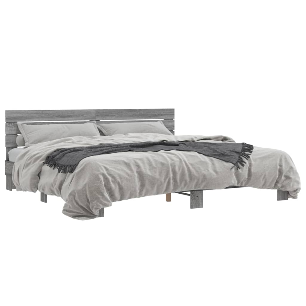 Okvir za krevet boja hrasta 200x200cm konstruirano drvo i metal