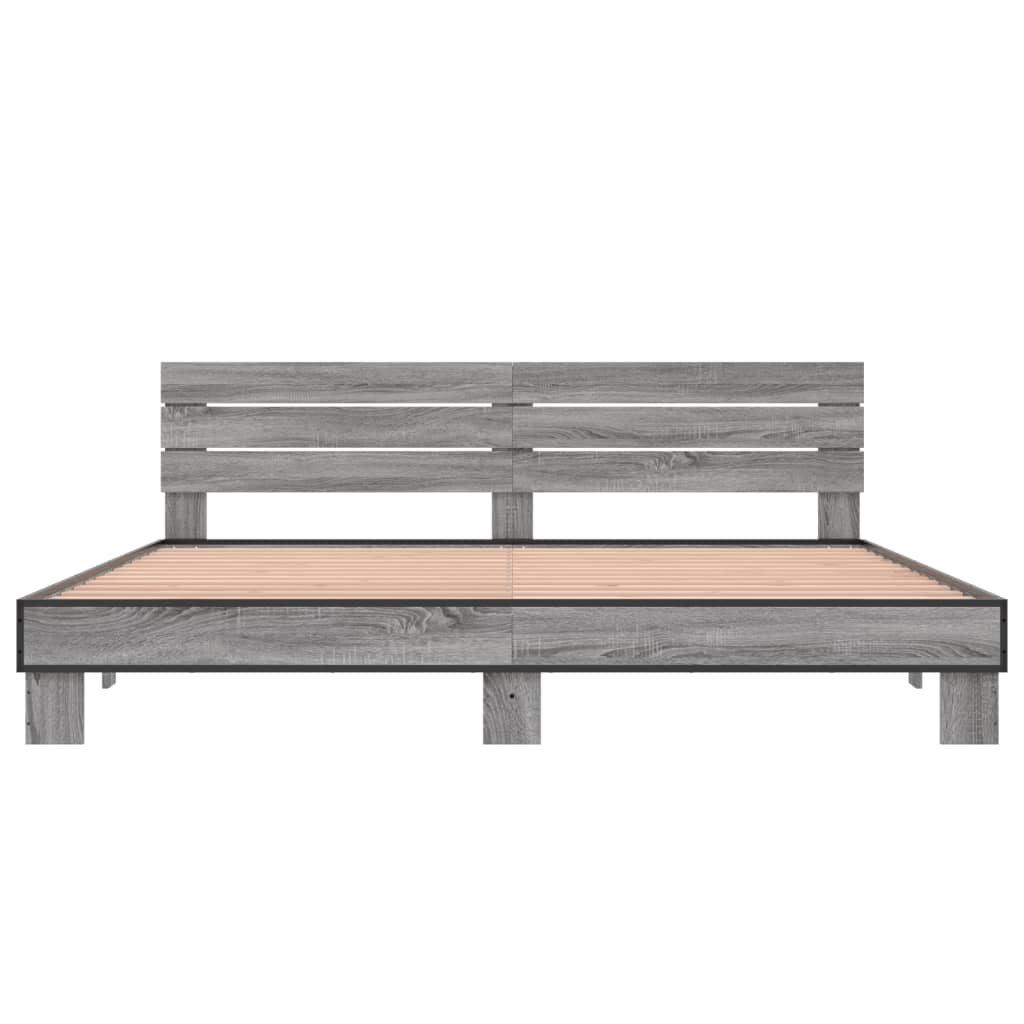 Okvir za krevet boja hrasta 200x200cm konstruirano drvo i metal
