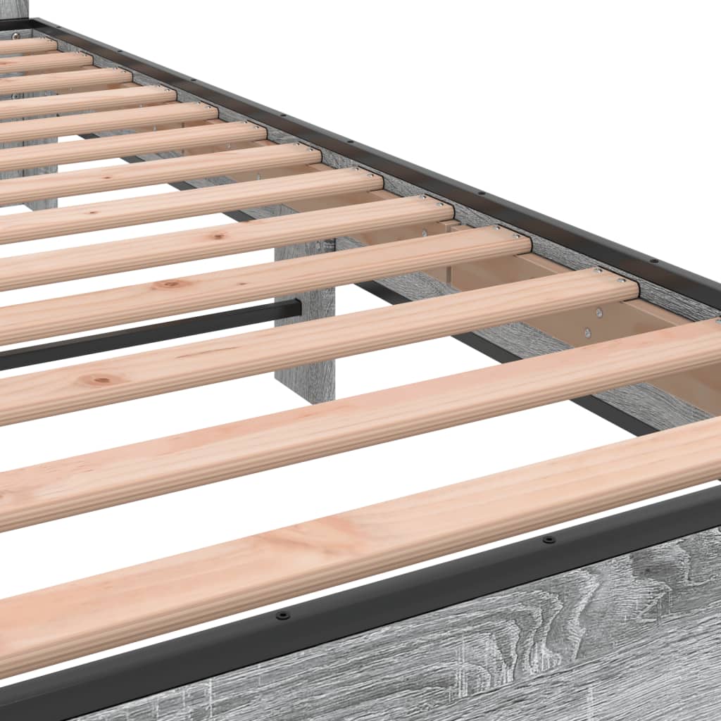 Okvir za krevet boja hrasta 200x200cm konstruirano drvo i metal