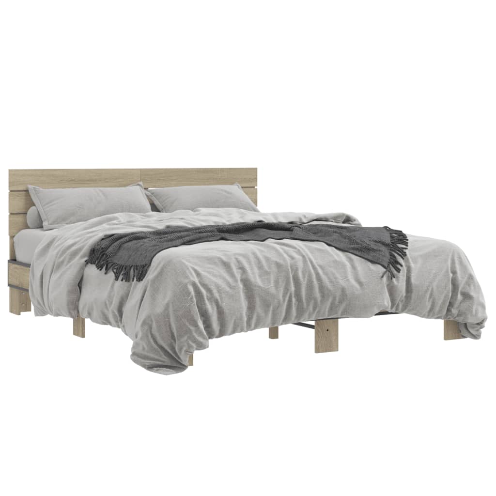 Okvir za krevet boja hrasta 150x200cm konstruirano drvo i metal