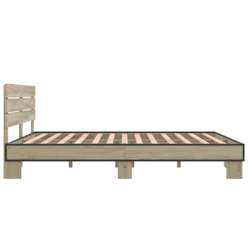 Okvir za krevet boja hrasta 150x200cm konstruirano drvo i metal