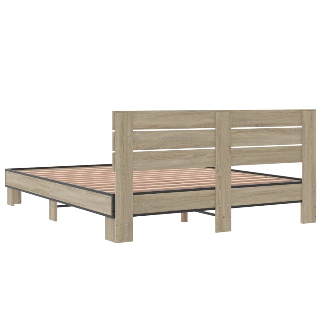 Okvir za krevet boja hrasta 150x200cm konstruirano drvo i metal