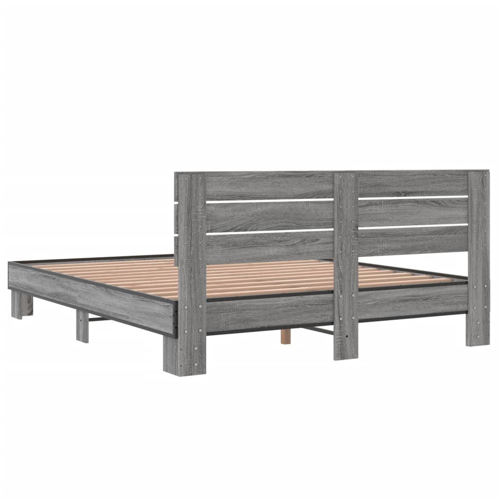 Okvir za krevet boja hrasta 150x200cm konstruirano drvo i metal
