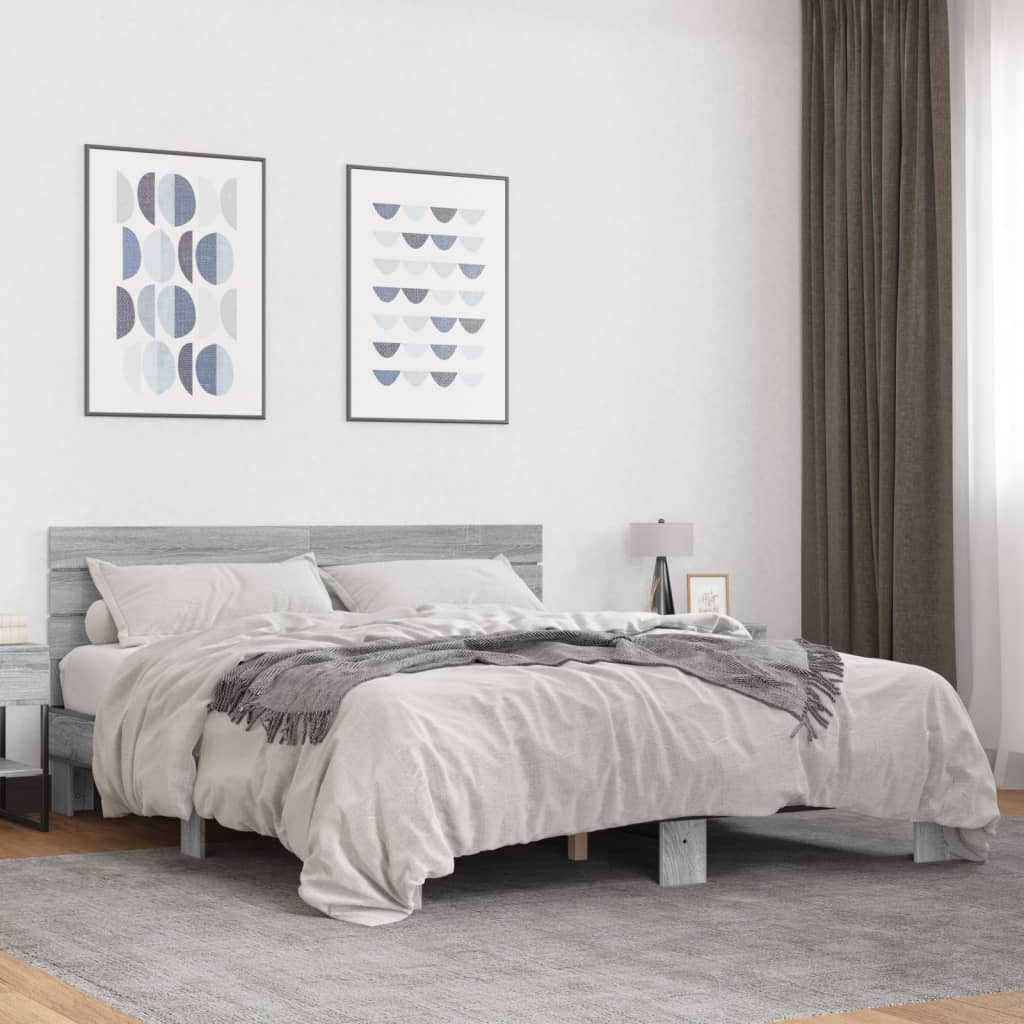 Okvir za krevet boja hrasta 150x200cm konstruirano drvo i metal